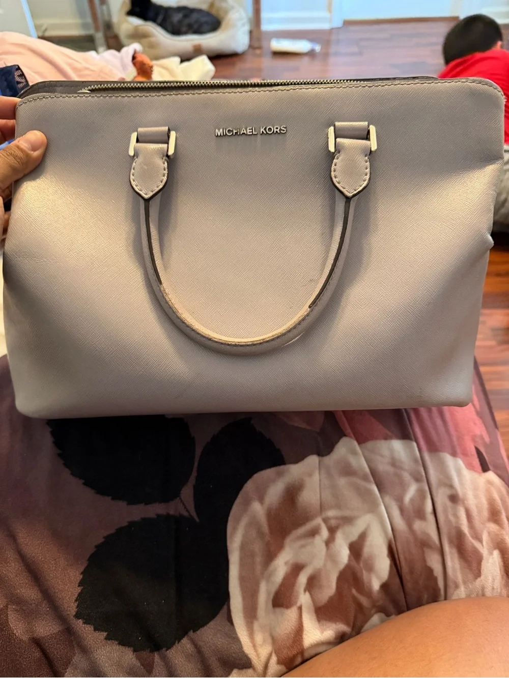 Michael Kors Light Pink Saffiano Leather Satchel with Gold Hardware